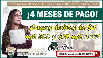 ¡4 meses de pago! ¡Llegan pagos dobles de $3 mil 500 y $10 mil 300 para estudiantes que reciben la Beca Benito Juárez!