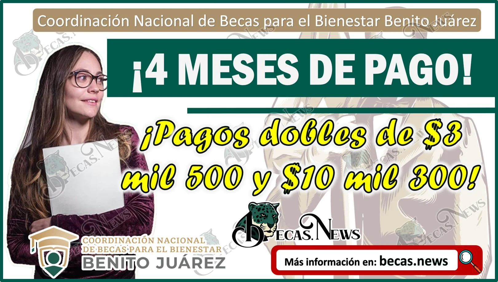 ¡4 meses de pago! ¡Llegan pagos dobles de $3 mil 500 y $10 mil 300 para estudiantes que reciben la Beca Benito Juárez!