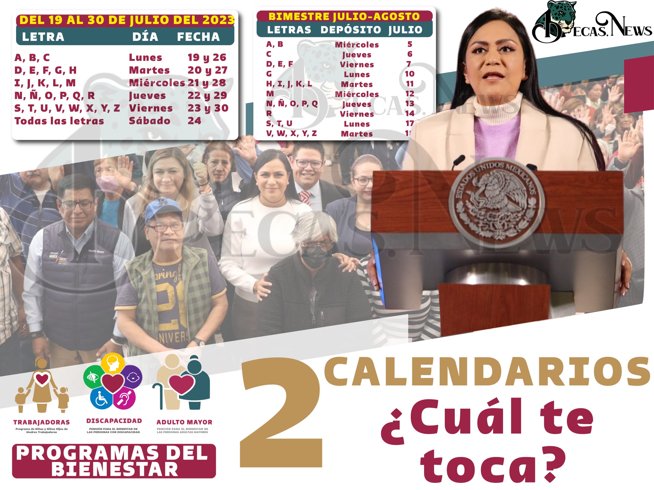 Calendario detallado de Pagos de la Pensión del Bienestar para Julio
