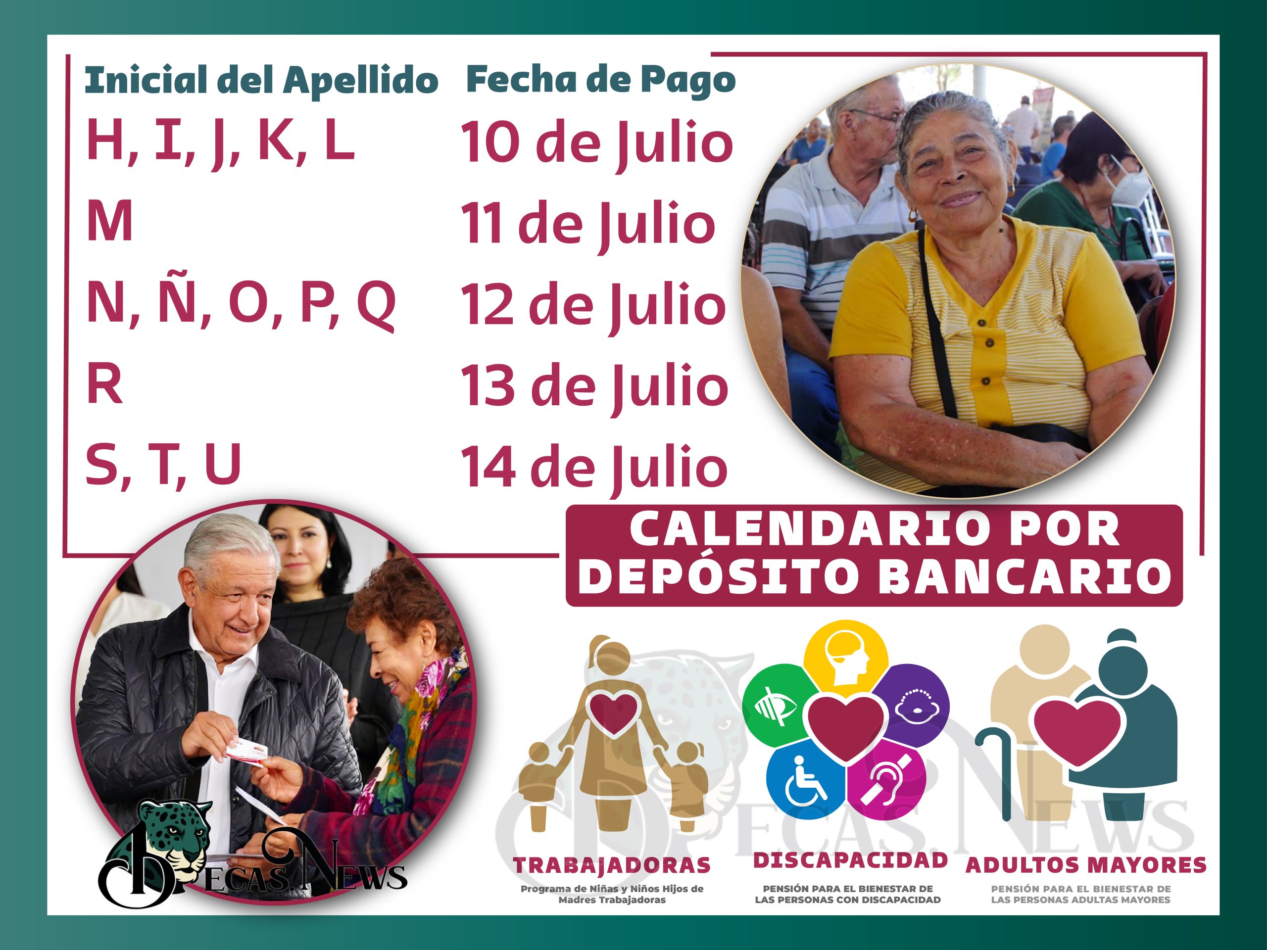 Planificación del 10 al 14 de julio: ¡YA ESTÁ LISTO! $4,800 pesos a los para los Adultos Mayores