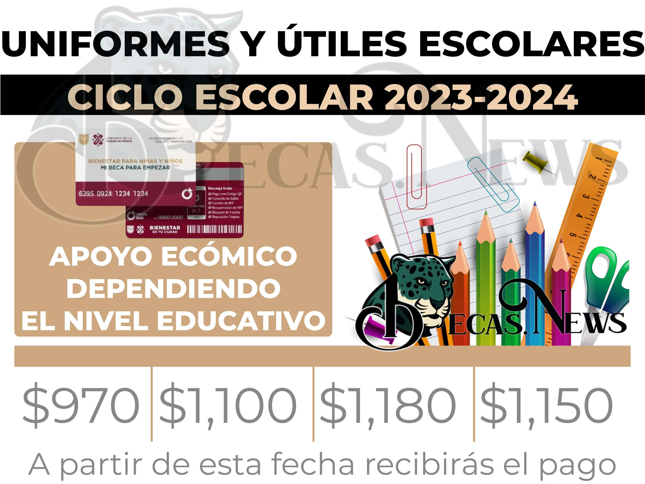 Apoyo para uniforme y material didáctico para el ciclo escolar 2023-2024