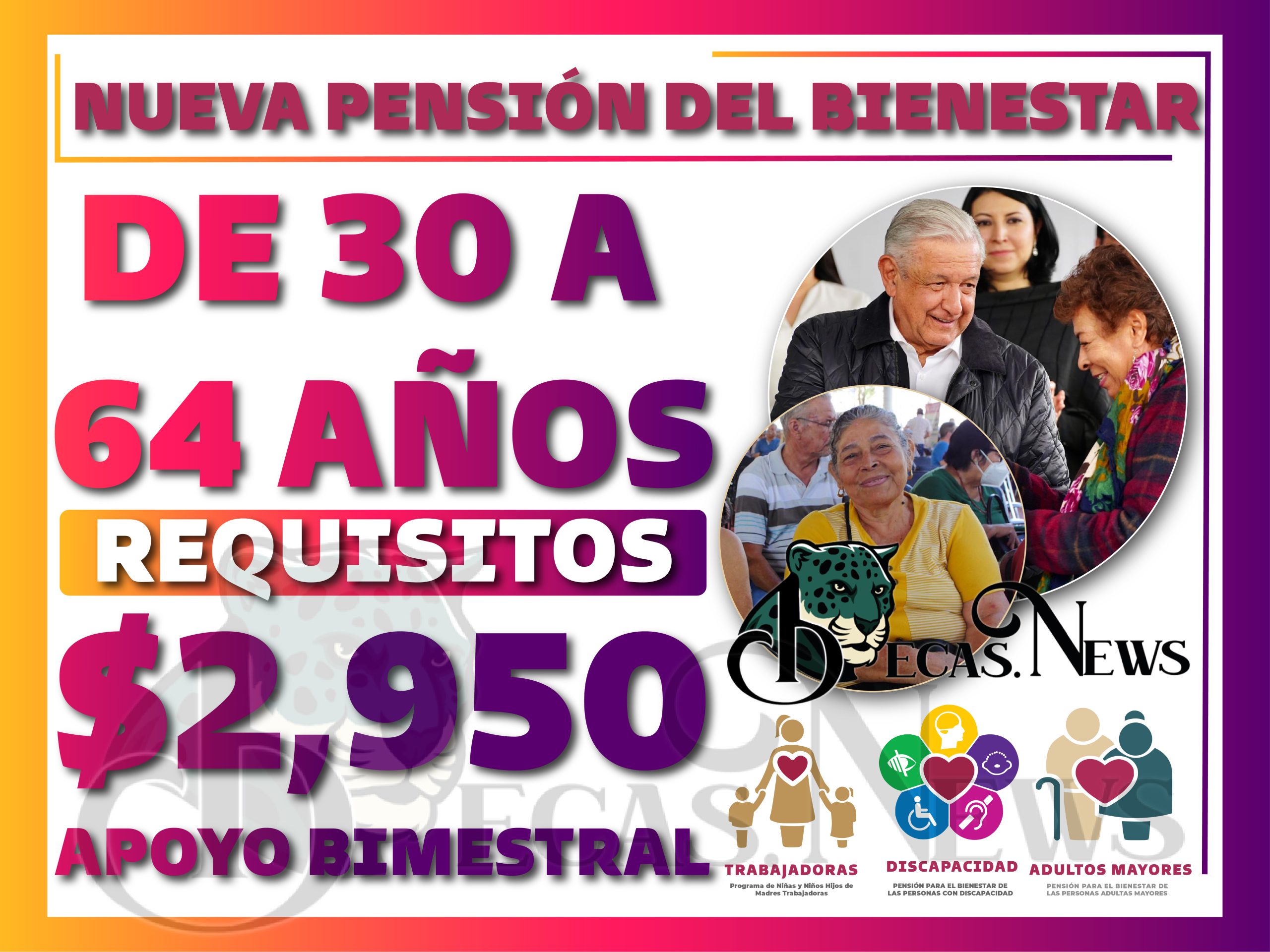 Nueva Pensión del Bienestar Entregará apoyo bimestral de $2,950 pesos ¡DE 30 A 64 AÑOS!