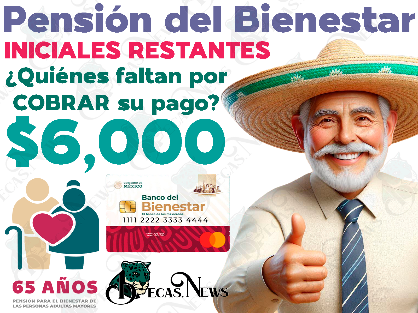 Estas son las INICIALES RESTANTES en su depósito del programa de Pensiones para el Bienestar