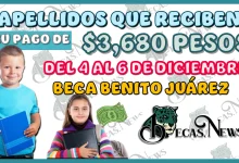 APELLIDOS QUE RECIBEN SU PAGO DE $3,680 PESOS DEL 4 AL 6 DE DICIEMBRE | BECA BENITO JUÁREZ 