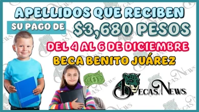 APELLIDOS QUE RECIBEN SU PAGO DE $3,680 PESOS DEL 4 AL 6 DE DICIEMBRE | BECA BENITO JUÁREZ 