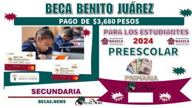 BECA BENITO JUÁREZ | Pago de $3,680 pesos para los estudiantes de preescolar, primaria y secundaria