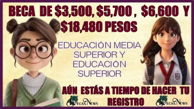 BECA DE $3,500, $5,700, $6,600, Y $18,480 PESOS AÚN ESTÁS A TIEMPO DE HACER TU REGISTRO 