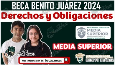 Derechos y obligaciones de beneficiarios de las Becas Benito Juárez de Educación Media Superior 2024
