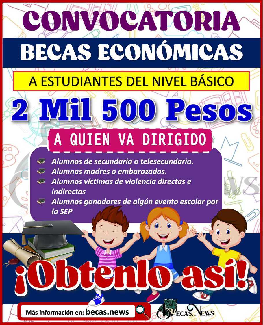 Apoyo económico de 2 mil 500 pesos, para estudiantes de nivel básico; Convocatoria DISPONIBLE 2022