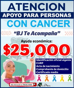 Apoyo económico de 25 mil pesos para todas aquellas personas que padezcan cáncer