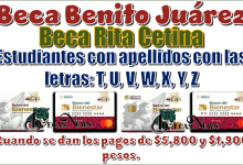 Beca Benito Juárez y Beca Rita Cetina | Estudiantes con apellidos con las letras T, U, V ,W, X, Y, Z… Cuando se dan los pagos de $5,800 pesos y $1,900 pesos 