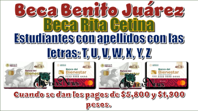 Beca Benito Juárez y Beca Rita Cetina | Estudiantes con apellidos con las letras T, U, V ,W, X, Y, Z… Cuando se dan los pagos de $5,800 pesos y $1,900 pesos 