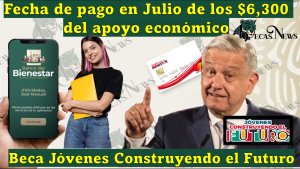 Beca Jóvenes Construyendo el Futuro: Fecha de pago en Julio de los $6,300 del apoyo económico