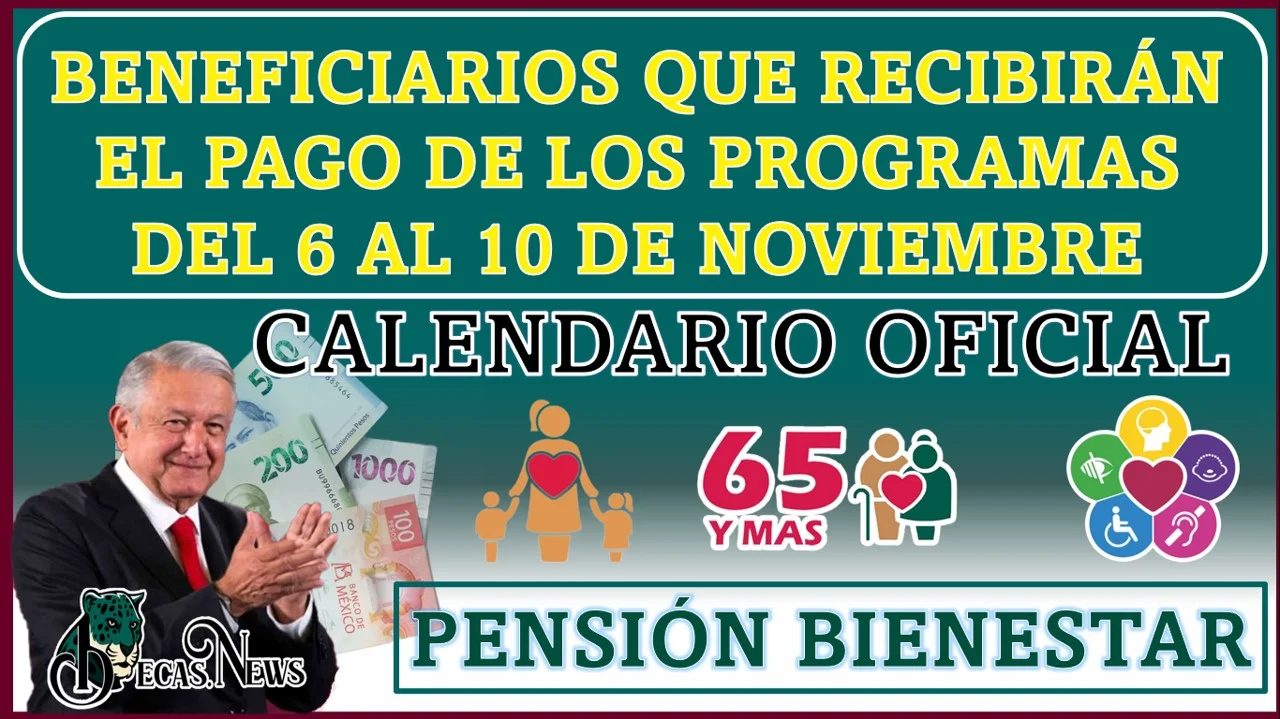 Beneficiarios que recibirán el pago de los Programas del Bienestar del 6 al 10 de noviembre | Calendario Oficial