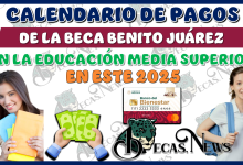 CALENDARIO DE PAGOS DE LA BECA BENITO JUÁREZ EN LA EDUCACIÓN MEDIA SUPERIOR DE ESTE 2025 