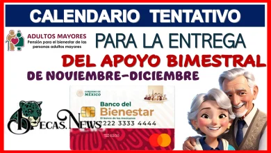 CALENDARIO TENTATIVO PARA LA ENTREGA DEL PAGO BIMESTRAL DE NOVIEMBRE-DICIEMBRE | PENSIÓN PARA EL BIENESTAR 