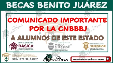 ¡IMPORTANTE AVISO POR LA CNBBBJ!  A alumnos que están en proceso de validación de documentos para la Beca Benito Juárez 2023