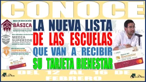 CONOCE LA NUEVA LISTA DE LAS ESCUELAS QUE VAN A RECIBIR SU TARJETA BIENESTAR | DEL 12 AL 16 DE FEBRERO