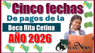 Cinco fechas de pagos de la Beca Rita Cetina | AÑO 2026
