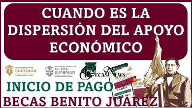 Cuando es la dispersión del apoyo economico de las Becas Benito Juárez