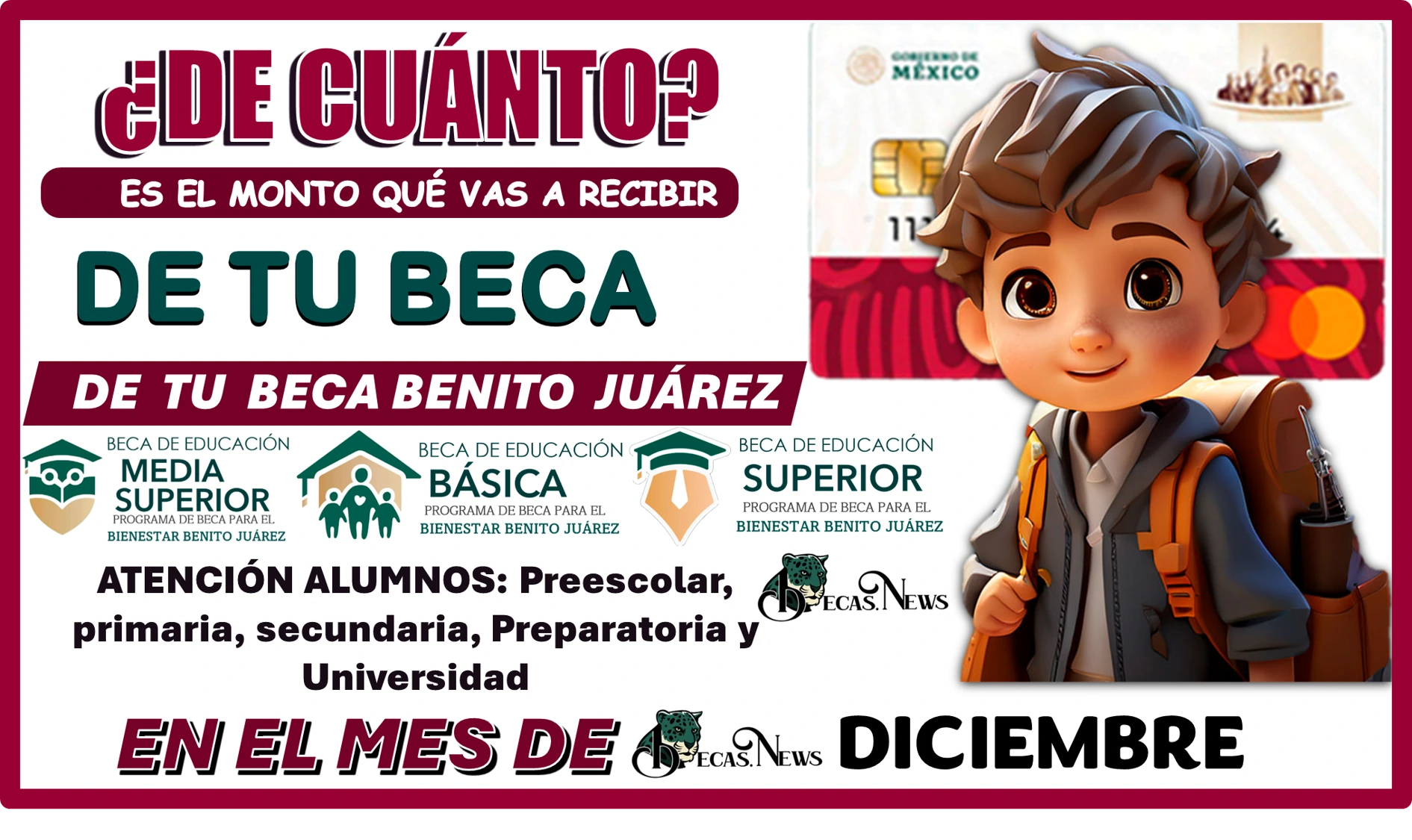 ¿DE CUÁNTO ES EL MONTO QUÉ VAS A RECIBIR DE TU BECA BENITO JUÁREZ EN EL MES DE DICIEMBRE?