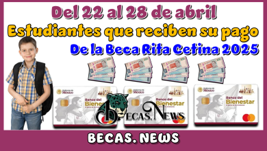 Del 22 al 28 de abril….Estudiantes que reciben su pago de la Beca Rita Cetina 2025
