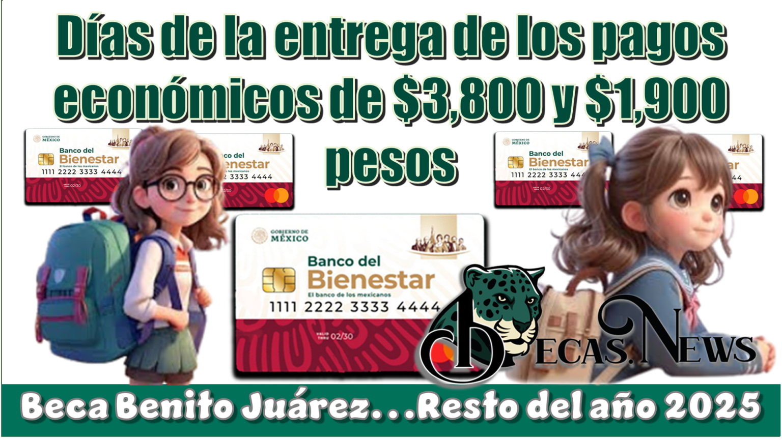 Días de la entrega de los apoyos económicos de $3,800 y $1,900 pesos de la Beca Benito Juárez...Resto del año 2025 