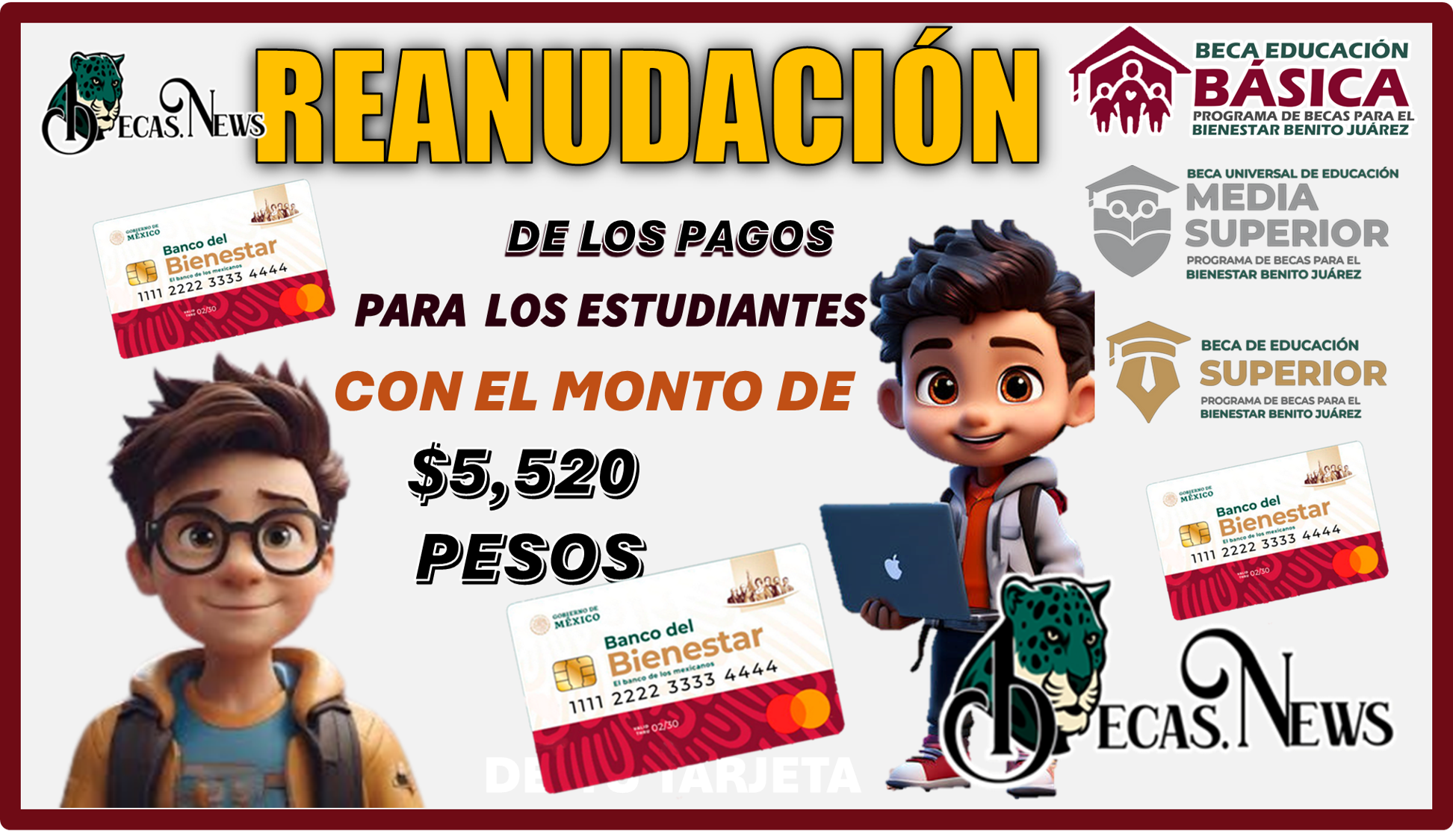 ESTA SERÁ LA REANUDACIÓN DE LOS PAGOS PARA LOS ESTUDIANTES CON EL MONTO DE $5,520 PESOS...BECA BENITO JUÁREZ