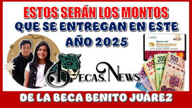 ESTOS SERÁN LOS MONTOS QUE SE ENTREGAN EN ESTE AÑO 2025 DE LA BECA BENITO JUÁREZ 