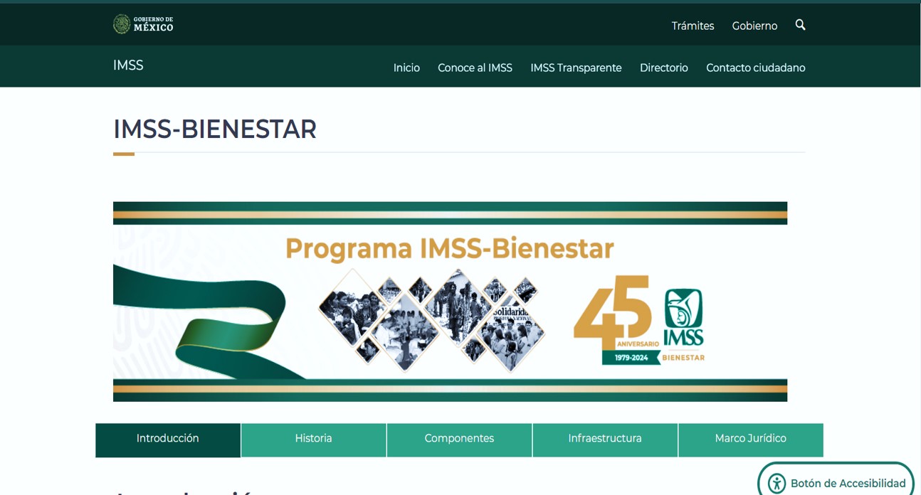 Imagen 1:  Portal oficial del IMSS-Bienestar 
