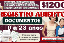 $1,200 pesos MADRES TRABAJADORAS; Incorporación al Programa de Apoyo para el Bienestar de las Niñas y Niños; hijos de Madres Trabajadoras