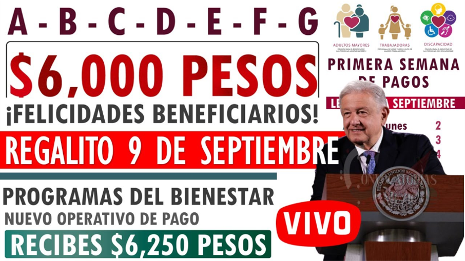 Nuevo Operativo de Pagos a Partir del 9 de Septiembre, Apoyo de $6,250 ¿Quiénes serán los beneficiados?