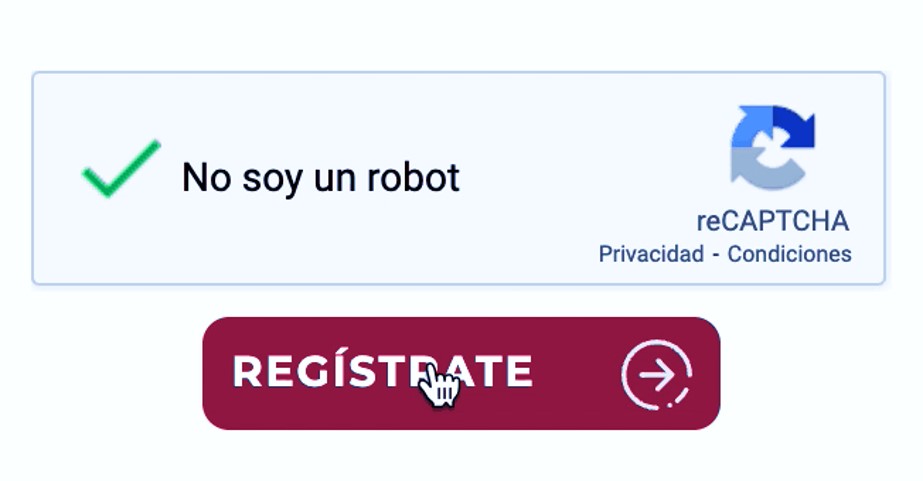 Imagen 11: llena  todos los campos,  hacer clic en “No soy un robot” y selecciona “Registrarte” 