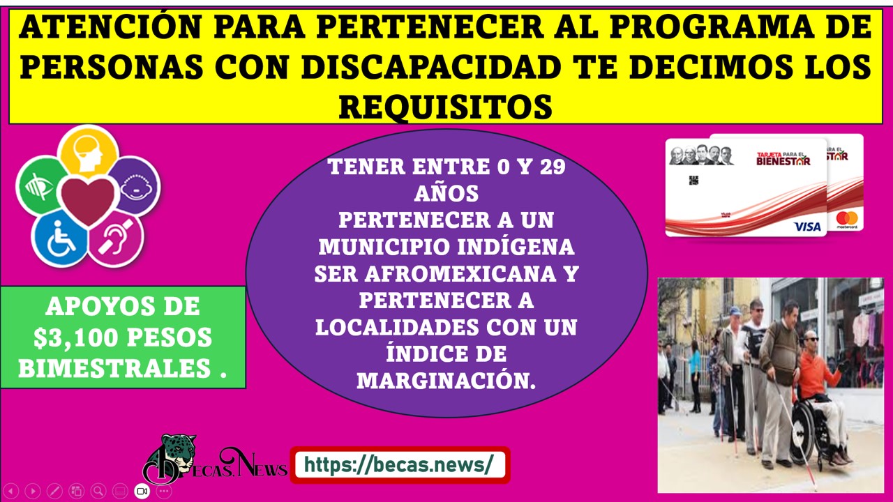 Personas con una discapacidad que quieran pertenecer al Programa Bienestar.