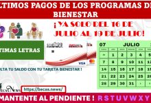 ÚLTIMOS DEPÓSITOS DEL PROGRAMA DEL BIENESTAR