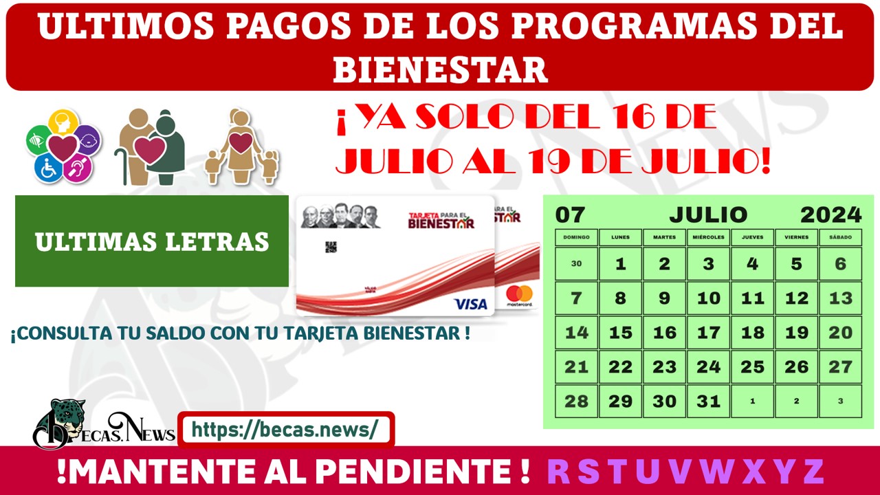 ÚLTIMOS DEPÓSITOS DEL PROGRAMA DEL BIENESTAR