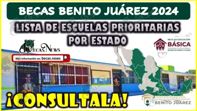 Lista de escuelas prioritarias por estado de la Beca Benito Juárez Educación Básica 2024.
