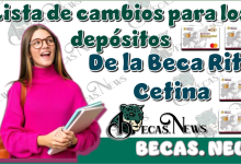 Lista de cambios para los depósitos de la Beca Rita Cetina 