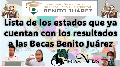 Lista de los estados que ya cuentan con los resultados a las Becas Benito Juárez 2023