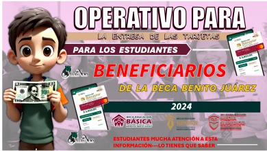 OPERATIVO PARA LA ENTREGA DE LAS TARJETAS PARA LOS ESTUDIANTES BENEFICIARIOS DE LA BECA BENITO JUÁREZ 2024 