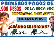 PRIMEROS PAGOS DE $1,900 PESOS DE LA BECA UNIVERSAL RITA CETINA DE ESTE 2025…¿CUÁNDO SE INICIAN?