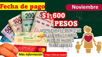 FECHA del PAGO de $Mil 600 pesos del Programa de Niñas y Niños Hijos de Madres Trabajadoras