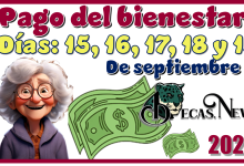 Pago del bienestar: días 15,16,17, 18 y 19 de septiembre 2025
