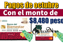Pagos de octubre | Con el monto de $8,480 pesos