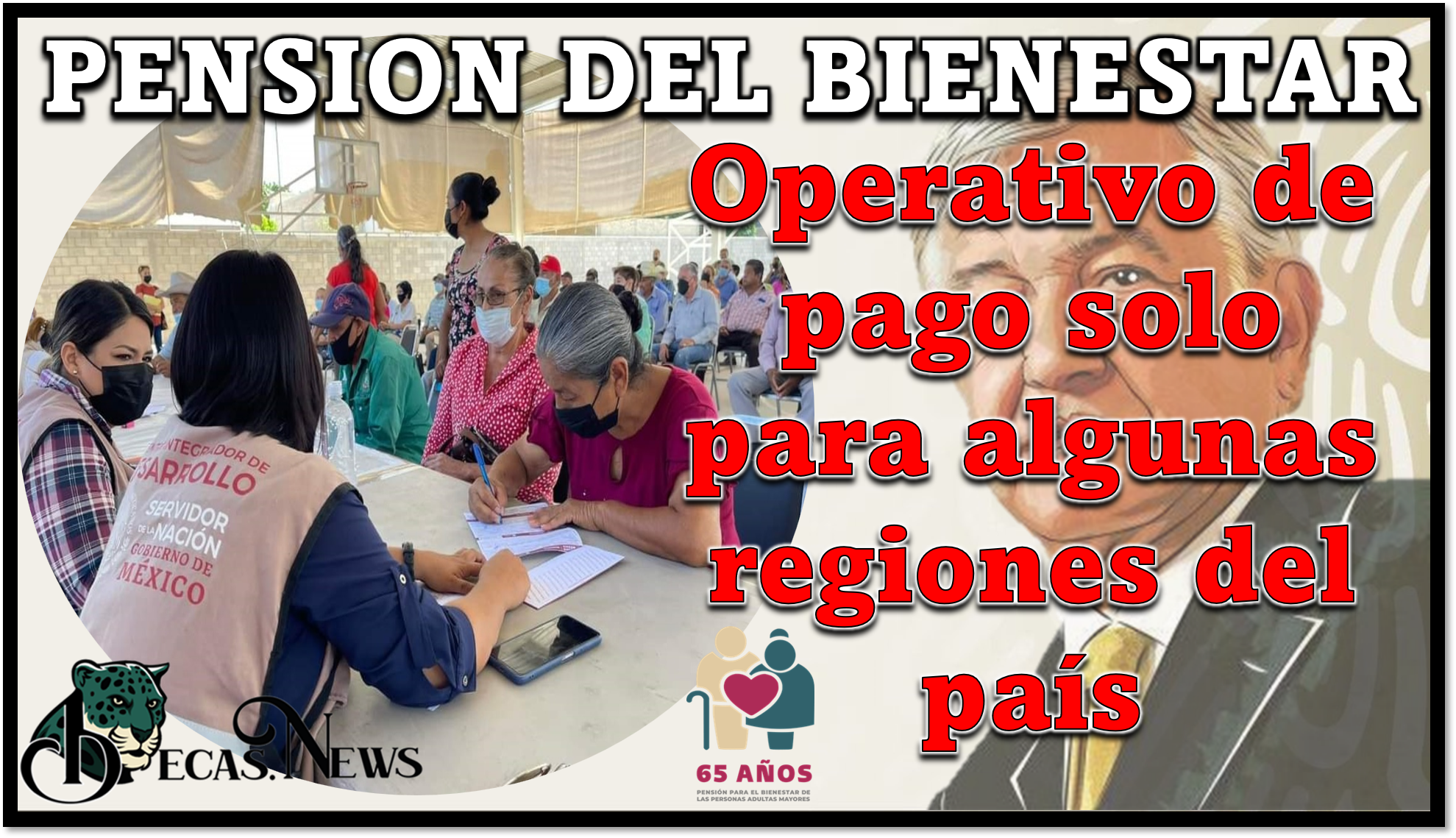 Pensión del Bienestar: Operativo de pago solo para algunas regiones del país
