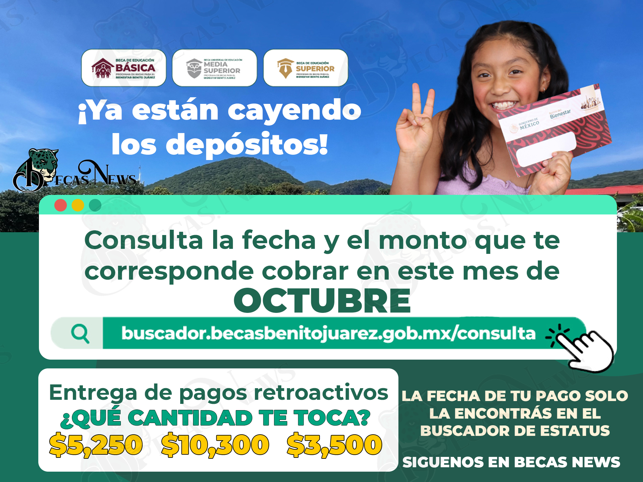 Comienza liberación de pagos retroactivos para todos los alumnos en OCTUBRE: Becas Benito Juárez
