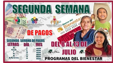SEGUNDA SEMANA DE PAGOS DEL 8 AL 13 DE JULIO | PROGRAMAS DEL BIENESTAR