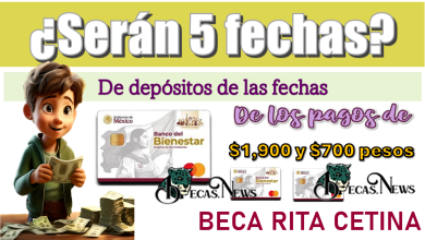 ¿Serán 5 fechas de depósitos de las fechas de los pagos de $1,900 y $700 pesos? | BECA RITA CETINA 
