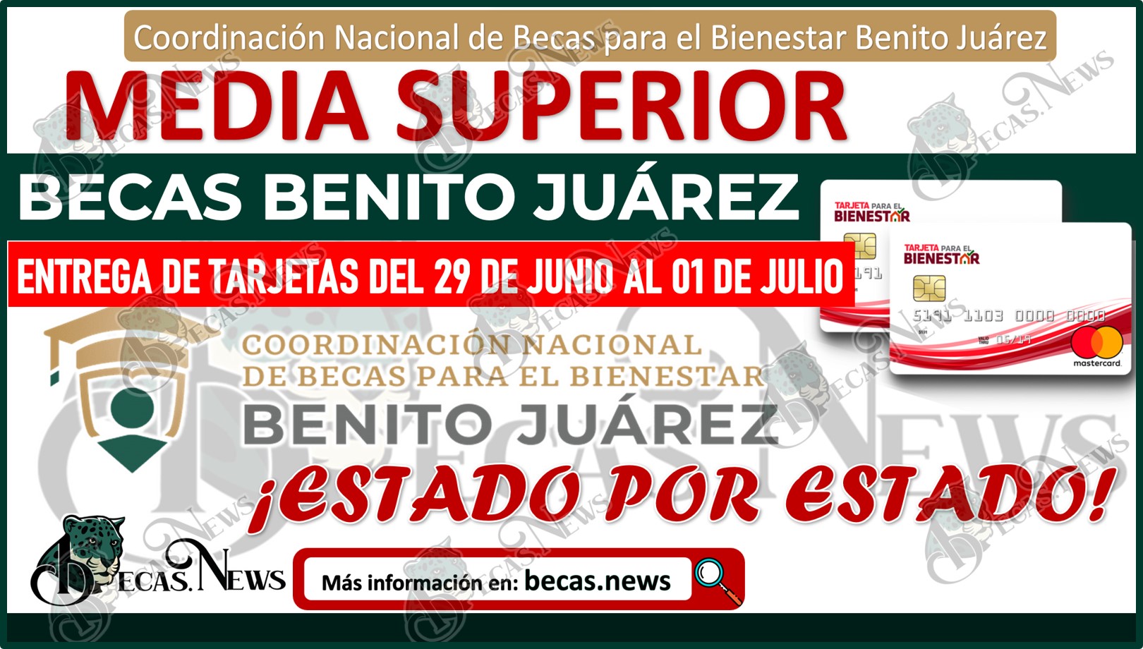 Lista de escuelas que recibirán la Tarjeta del Bienestar del 29 de junio al 01 de julio 2023