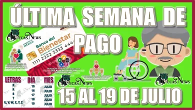 ÚLTIMA SEMANA DE PAGO DE LOS PROGRAMAS DEL BIENESTAR | 15 AL 19 DE JULIO 